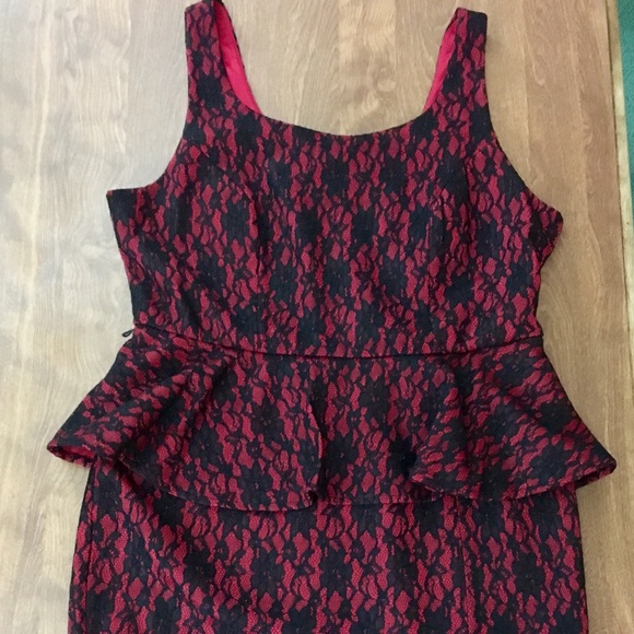 Rebel Wilson for Torrid Peplum Red & Black Dress - Picture 1 of 5